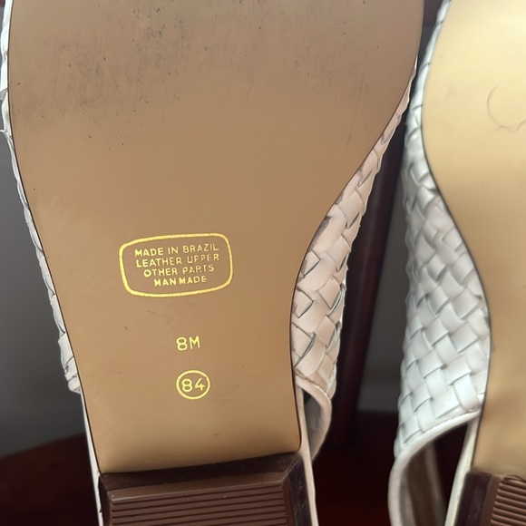 Bloomingdale’s Stevie White Woven Leather Sling-backs Size 8 - Picture 10 of 12